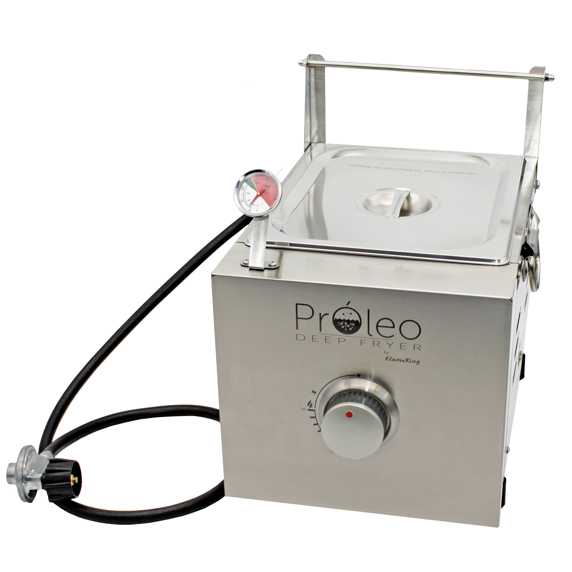 Flame King, proleo tabletop propane deep fryer with oil thermometer, 2.5 gallons capacity, Proleo